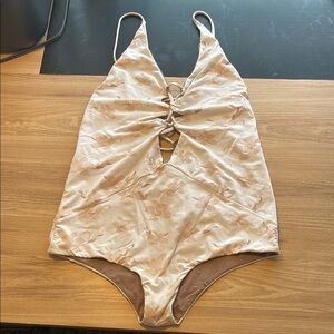 Acacia Swimwear Striped Brown Bikini